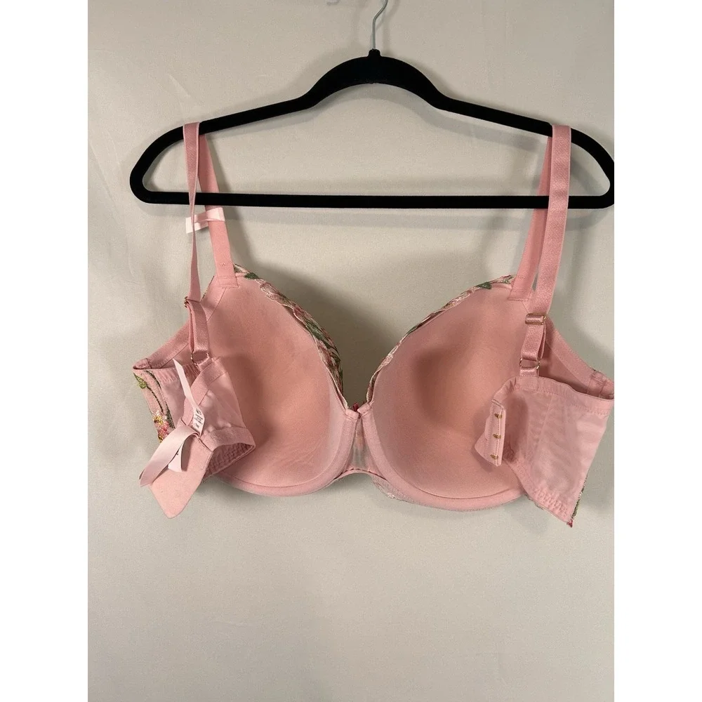 Victoria's Secret Dream Angels Bra 38G Wicked Lily Embroidery Pink Lightly Lined